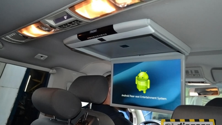 Android Pie 17.3" потолочный FullHD автомобильный монитор бежевого цвета