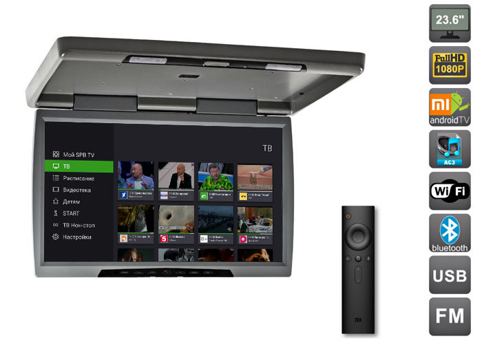 Android 23,6" USB/ HDMI/ AV потолочный FullHD монитор AVEL AVS2230XMPPG серого цвета